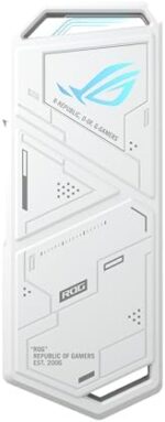 ASUS ROG STRIX ARION White Edition/M.2 NVMe External SSD Case/Toolless Installation/USB-C to C to A Cable/Thermal Pad Included/Aura Sync Support