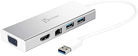 31D6-ZSBtrL._AC_.jpg j5create USB 3.0 Hub with HDMI, VGA, RJ45 Gigabit Ethernet, 2 USB 3.1 Type-A Ports - High Speed Data Transfer Adapter for Mac, Windows, Desktop PC - Supports Up to 2K Resolution (JUD380)