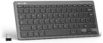 TECKNET 2.4G Wireless Keyboard, Small Keyboards with Media Hotkeys, Ultra Slim Compact Wireless Keyboard, 12-Month Battery Life, Compatible with PC, Desktop, Laptop, Smart TV - Grey