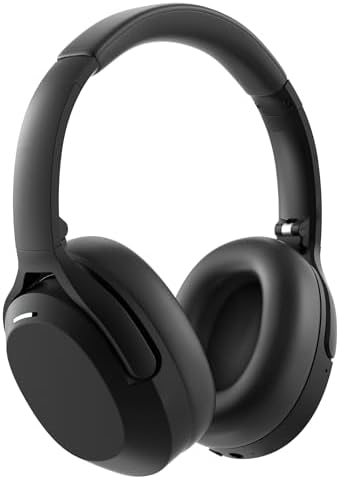 Rebocico Active Noise Cancelling Headphones, Wireless Bluetooth Over-Ear Headphone with Microphone,120H Playtime, Foldable Overhead Headphones with Deep Bass, Fast Charging for Home Travel Office
