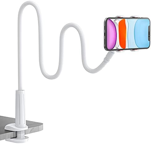 Gooseneck Phone Holder for Bed, Flexible Lazy Arm Cell Phone Stand Holder 360 Adjustable Clamp Bracket Mount Desk for iPhone 16 15 14 13 12 11 Pro Max Plus, Mini, Xs XR, Samsung