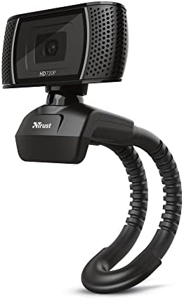 Trust Trino HD Webcam with Microphone, 1280x720, 30 FPS, Universal Stand, USB, Web Camera with Photo Button for Streaming, Video Calling, Skype, Teams, Zoom, PC, Computer, Laptop, Mac - Black