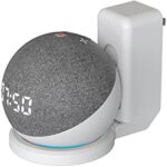 For Amazon Echo Dot 4 / Echo Dot 5 Holder Wall Mount Stand Mount Accessories with Integrated Cable Management, No Screws Required, Speaker Accessories Rack (Amazon Echo Dot 4 / Echo Dot 5, White)