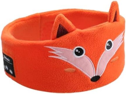 Kids Eye Mask with Bluetooth Headphones, Kids Noise Cancelling Headphones, Blackout Sleep Mask Headphones with Thin Speakers & Super Soft Fleece Headband, Comfortable Travel Accessories (Fox)