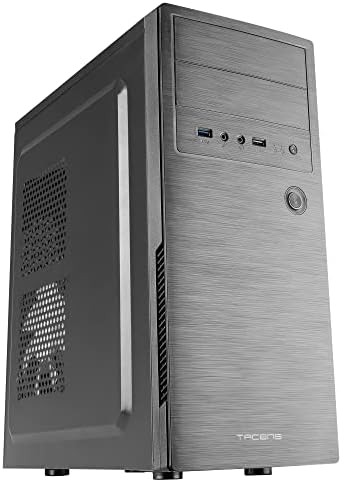 Tacens INITIOX, ATX PC Case, 12cm Side Fan, Brushed Aluminum Front Panel, Mid Tower, Internal Cable Management System, USB 3.0, Black