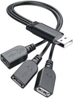 ANDTOBO USB 1 to 3 Splitter, USB 2.0 A Male to 3 USB Female Jack Y Splitter Hub Power Cord Extension Adapter Cable, Black