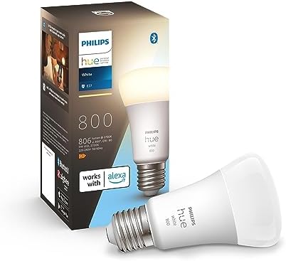 Philips Hue White A60 Smart LED Light Bulb [E27 Edison Screw] for Home Indoor Lighting with Amazon Echo and Alexa