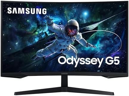 41AhvyZ0DJL._AC_.jpg Samsung Odyssey G5 LS27CG552EUXXU 27" Gaming Monitor - QHD 2560x1440, 1000R Curved, 165Hz, 1ms, HDR10