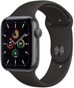 Apple Watch SE 2020 (GPS, 44MM) Space Grey Aluminium Case with Black Sport Band (Renewed)