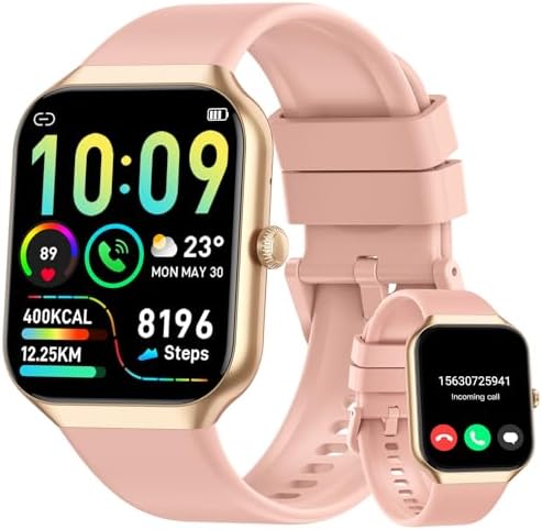 Smart Watch for Women Answer/Make Calls, 1.96" Fitness Watch with Heart Rate Monitor Sleep Monitor, 113 Sport Activity Tracker with Step Counter, IP68 Waterproof, Smartwatch for Android/iOS, Rose Gold
