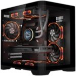 iONZ Flow Mini - PC Gaming Case, Curved tempered Glass, Dual Dynamic, ITX | Includes 3 ARGB PWM Fans - Black