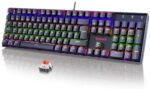 Redragon Mechanical Gaming Keyboard, LED Rainbow Backlit 104 Keys with Red Switches, Durable ABS Keycaps/Anti-Ghosting Keys/Metal Case Wired Keyboard Gaming for PC/Mac - UK Layout