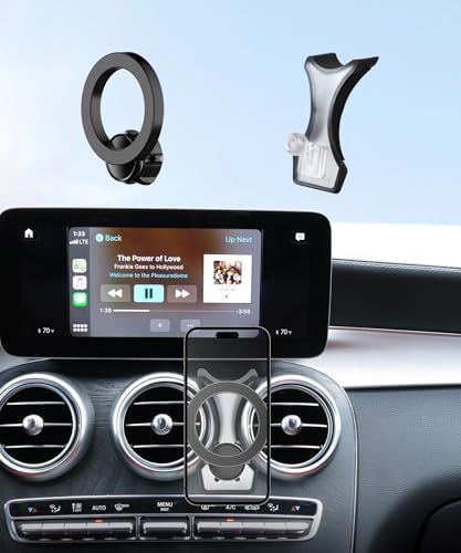 MaserWeller Car Phone Holder for Mercedes Benz C Class 2016-2021 GLC Class 2016-2022 Accessories, 360° Rotation Phone Mount Compatible with MagSafe, Cell Phone Holder Does Not Affect Air Vent