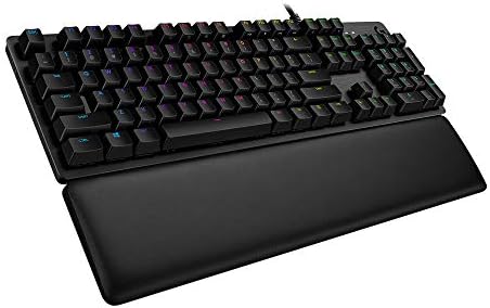 41XjoXiJM7L._AC_.jpg Logitech G513 Mechanical Gaming Keyboard with Palm Rest, RGB LIGHTSYNC, GX Brown Tactile Key Switches, Brushed Aluminum Case, Customizable F-Keys, USB Pass Through, QWERTY UK Layout - Carbon/Black