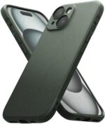 Ringke Onyx [Enhanced Grip Texture] Compatible with iPhone 15 Case, Slim Anti-Fingerprint Non-Slip Protective Phone Cover with Precisely Designed Camera Cutouts - Dark Green
