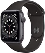 Apple Watch Series 6 (GPS, 44mm) Space Grey Aluminium Case with Black Sport Band (Renewed)