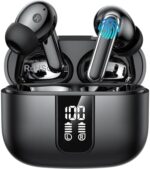 FuJiaXin Wireless Earbuds, 2025 Bluetooth 5.3 Headphones in Ear buds, HiFi Stereo Earphones with 4 ENC Noise Cancelling Mics, 40H Playtime earbuds with IP7 Waterproof,Dual LED Display USB-C Ultralight