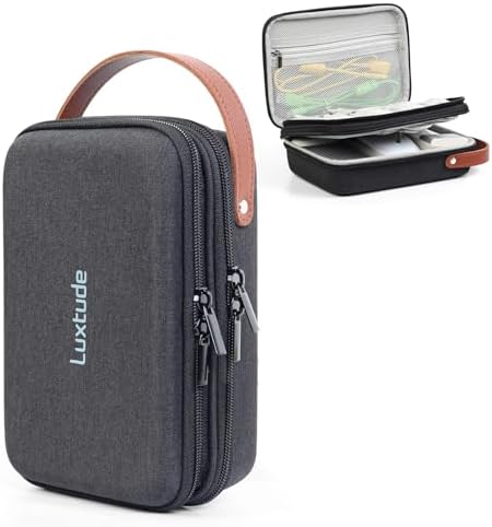 Luxtude Cable Organizer Bag, Electronic Organiser Travel Case, Double Layer Tech Organiser, Hard Tech Bag for Cable/Charger/Mouse/Cash/Card