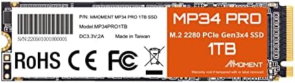 MMOMENT MP34 PRO 1TB PCIe Gen3 NVMe M.2 2280 Internal Solid State Drive, Gen3.0X4, Read Speed up to 3500MB/s, for Laptop, Desktop and Gaming