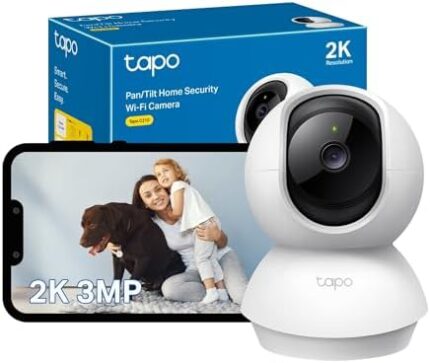 Tapo C210 2K 3MP Pan/Tilt Indoor Camera House Security Camera, WiFi Camera, No Monthly Fee, AI Detection, Dog Puppy Camera, Baby Camera Monitor, 360° View, Night Vision, Works with Alexa & Google