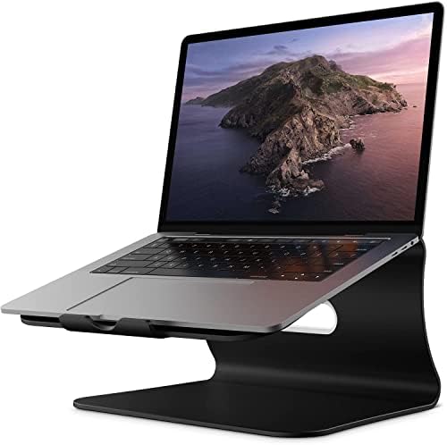 Bestand Laptop Stand, Aluminum Notebook Holder Riser Heat-Vent For MacBook Air/Pro, Dell, HP, Lenovo, Microsoft Surface, Samsung 11-16 inches Notebook (Black)