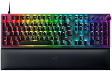 41tAmUr3rYL._AC_.jpg Razer Huntsman V2 (Red Switch) - Optical Gaming Keyboard with Near-Zero Input Latency (Linear Optical Switches Gen-2, Doubleshot PBT Keycaps, Ergonomic Wrist Rest) UK Layout | Black