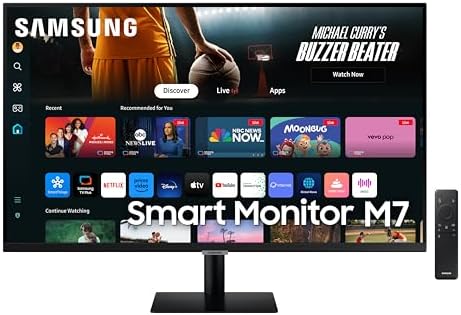 Samsung LS32DM700UUXXU 32" 4K Ultra HD HDR10 Smart Monitor with Speakers - 3840x2160, USB-C, HDMI, WiFi, Bluetooth, Smart Hub for TV streaming, Catch Up Apps and Gaming Hub