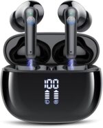 Wireless Bluetooth 5.3 Earbuds with ENC Noise Cancellation,48H Playtime LED Display, Deep Bass Stereo Sound, IPX7 Waterproof-Crystal-Clear Calls, Fast Charging, Secure Fit In-Ear Headphones for Sports