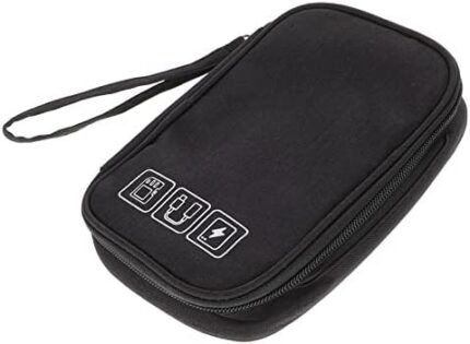 Happyyami Portable Electronic Accessories Organizer Bag Cable Storage Pouch for Phone Power Bank and Earphones Travel Tech Organizer Black