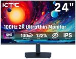 KTC 24 Inch QHD Monitor, 2K@100Hz Flat IPS 1440P Monitor with Ultra Thin Bazels, Anti-Blue Light, HDR10, 122% sRGB, 99% DCI-P3, 300 Nits, 5ms MPRT, VESA 100x100, FreeSync/G-Sync for Working and Gaming