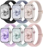 Slim Braided Bands For Apple Watch Band 40mm 41mm 42mm 38mm 46mm 44mm 45mm 49mm Women Men stretchy Solo Loop Nylon Elastic Thin narrow skinny Strap for iWatch Series 10/9/8/7/SE/6/5/4/3/2/Ultra