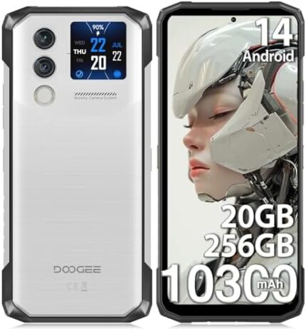 DOOGEE Blade10 MAX Rugged Smartphone with 1.54" Rear Screen, 20GB+256GB Android 14 Rugged Phone, 90Hz, 50MP AI Camera, 10300mAh Battery, 4G Dual SIM Free Unlocked Smart Phone, 3 Card Slots/NFC/IP69K