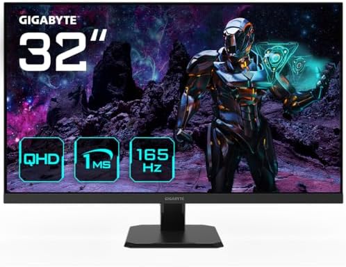 Gigabyte GS32Q 31.5 QHD Gaming Monitor - 2560 x 1440, 165Hz, 1ms, 300 cd/m², FreeSync Premium, HDR Ready, HDMI 2.0, Displayport 1.4
