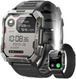 Military Smart Watch for Men(Answer/Make Call), 2.01"Fitness Tracker Watch with Compass/Flashlight/100 Days Battery/Heart Rate/SpO2/Sleep Monitor,Outdoor Sports Smartwatch，110+ Sports for Android IOS