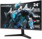 KOORUI 24 Inch Gaming Monitor, 180Hz Curved Monitors, FHD 1080P VA 1ms 1500R PC Monitors with Adaptive Sync, HDMI X2-DP, VESA Compatible, Tilt Adjustable, Eye Care