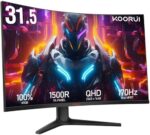 KOORUI 32 Inch Curved Gaming Monitor 170Hz WQHD 1440P VA 1500R Ultrawide, HDR10 VESA Mount & Eye Care Ultra-Thin HDMI/DP Display