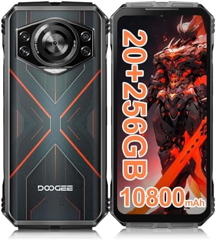 DOOGEE S Cyber Rugged Smartphone Android 14, 20GB+256GB Rugged phone, 10800mAh Battery & 50MP AI Cameras, 6.58''FHD+2.4K IPS Display, IP68/IP69K Waterproof, 5G WIFI/Dual SIM/OTG/Fingerprint/NFC-Red