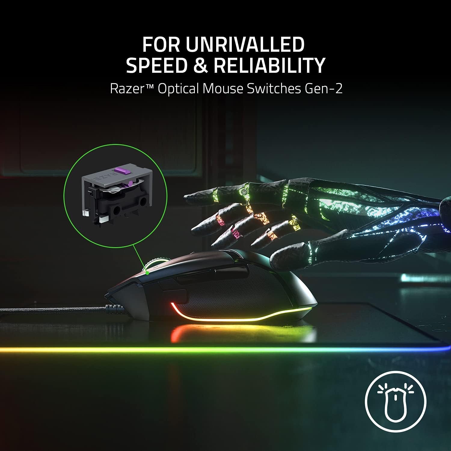 Razer Basilisk V3 - Wired Customisable Gaming Mouse (10+1 Programmable Buttons, HyperScroll Tilt Wheel, 11 Chroma RGB Lighting Zones, Optical Mouse Switches, Focus+ 26K DPI Optical Sensor) Black - Image 6