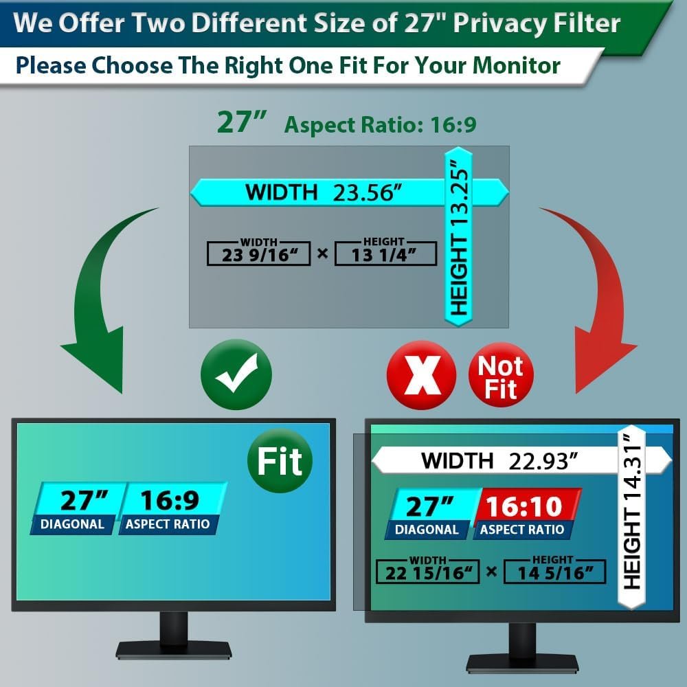 STARY Computer Privacy Screen 27 Inch for Widescreen 16:9 Monitor - Image 8