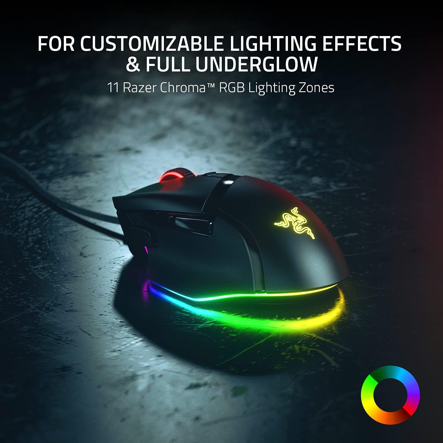 Razer Basilisk V3 - Wired Customisable Gaming Mouse (10+1 Programmable Buttons, HyperScroll Tilt Wheel, 11 Chroma RGB Lighting Zones, Optical Mouse Switches, Focus+ 26K DPI Optical Sensor) Black - Image 4