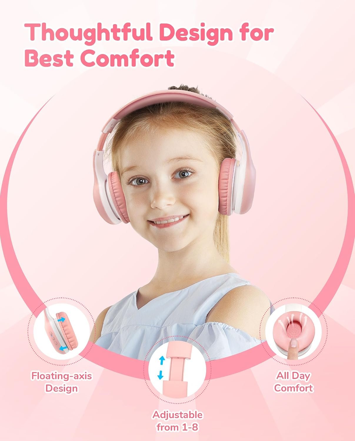 EarFun K2 Kids Headphones Wireless with Mic 45H Playtime, Volume Limit - Image 4
