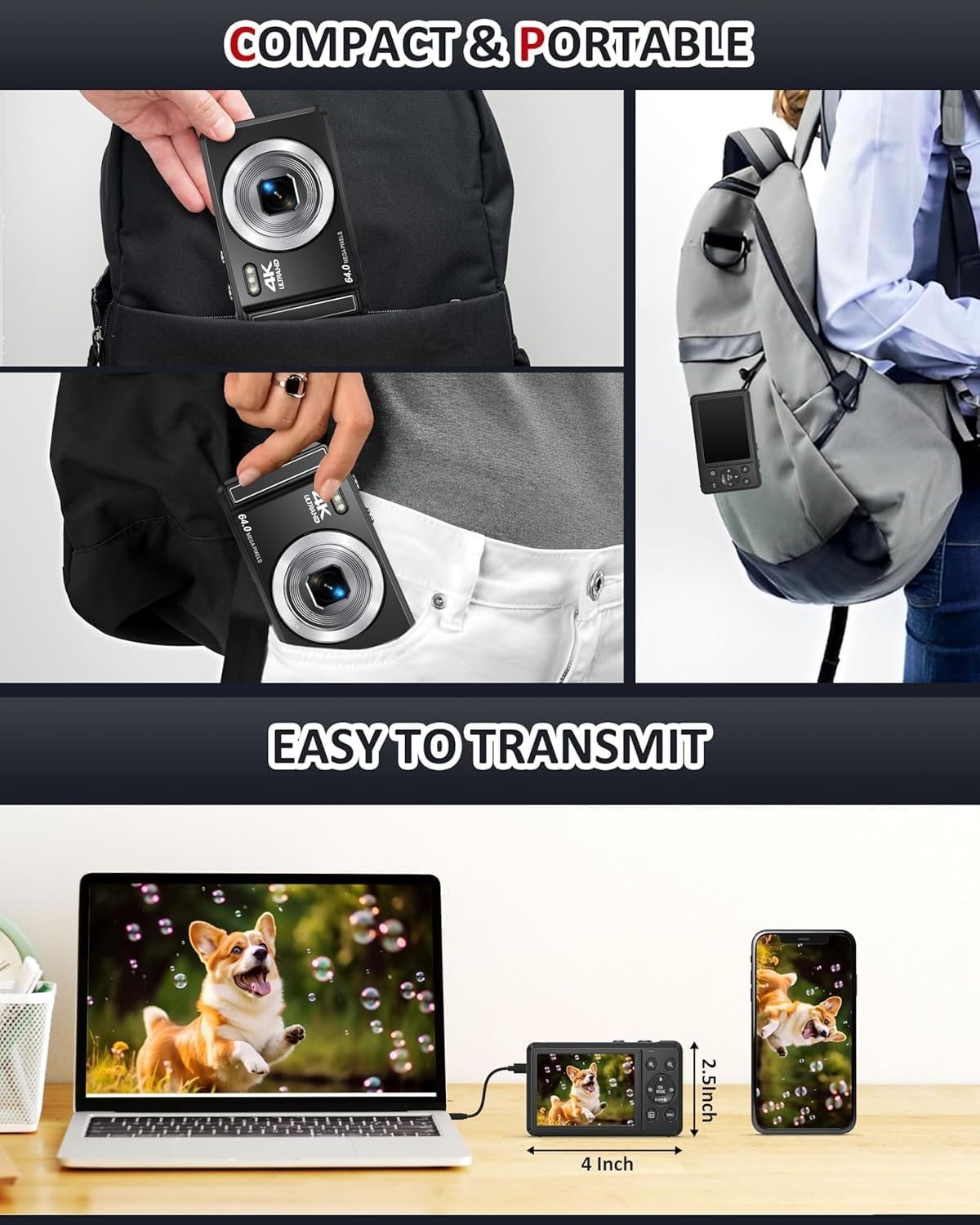 4K 64MP Digital Camera 2.8Inch Vlogging Camera - Image 6