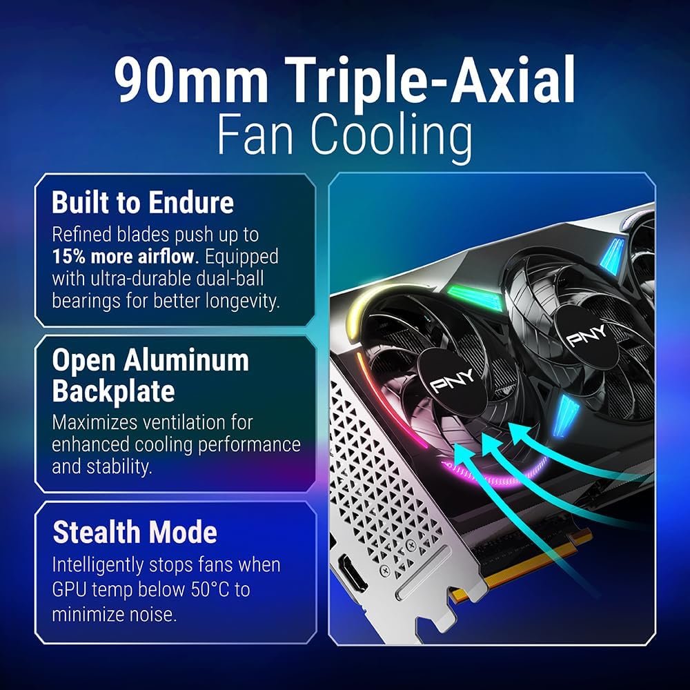 PNY GeForce RTX™ 5070Ti 16GB ARGB OC Triple Fan Graphics Card DLSS 4 - Image 4
