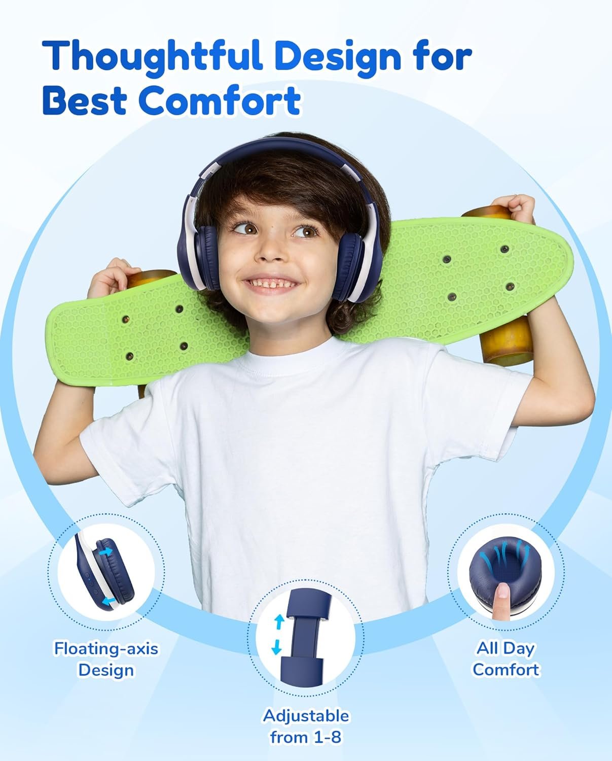 EarFun K2 Kids Headphones Wireless with Mic 45H Playtime, Volume Limit - Image 2