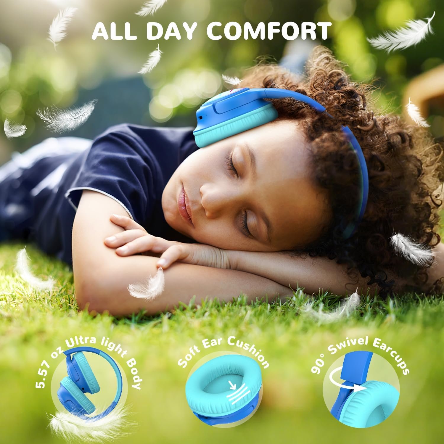 iClever BTH18 Kids Headphones Wireless with LED Lights 43H Playtime Travel - Image 6