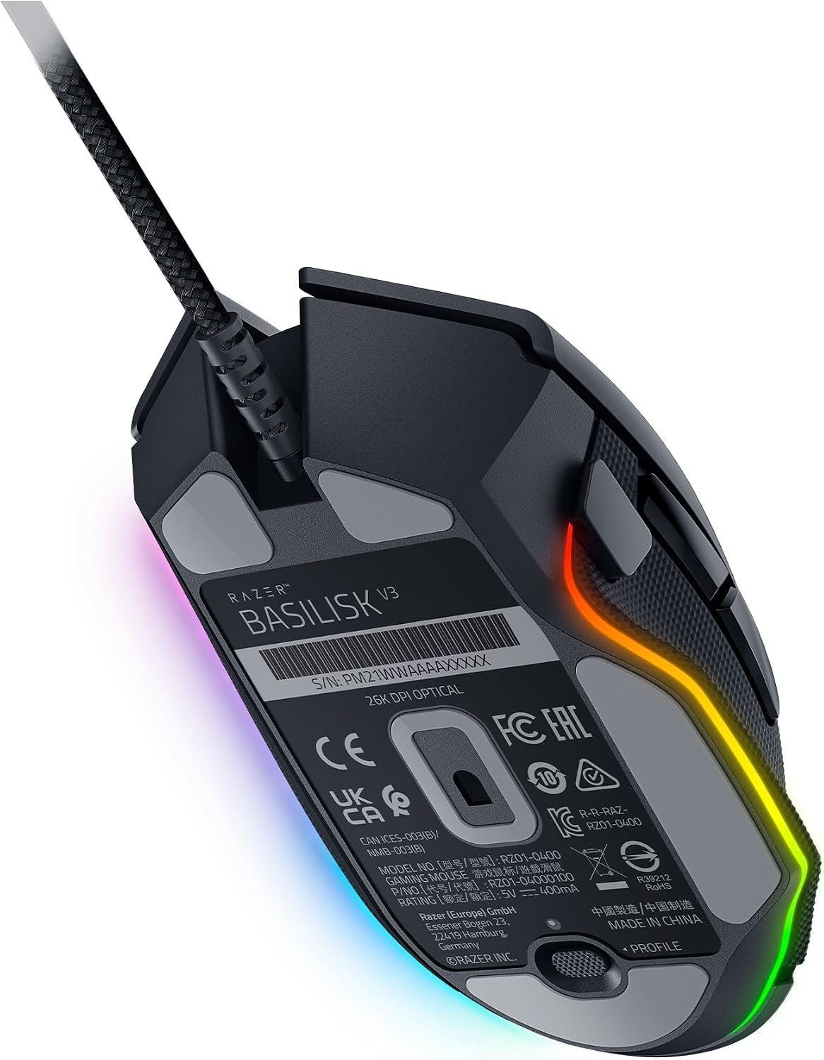 Razer Basilisk V3 - Wired Customisable Gaming Mouse (10+1 Programmable Buttons, HyperScroll Tilt Wheel, 11 Chroma RGB Lighting Zones, Optical Mouse Switches, Focus+ 26K DPI Optical Sensor) Black - Image 10