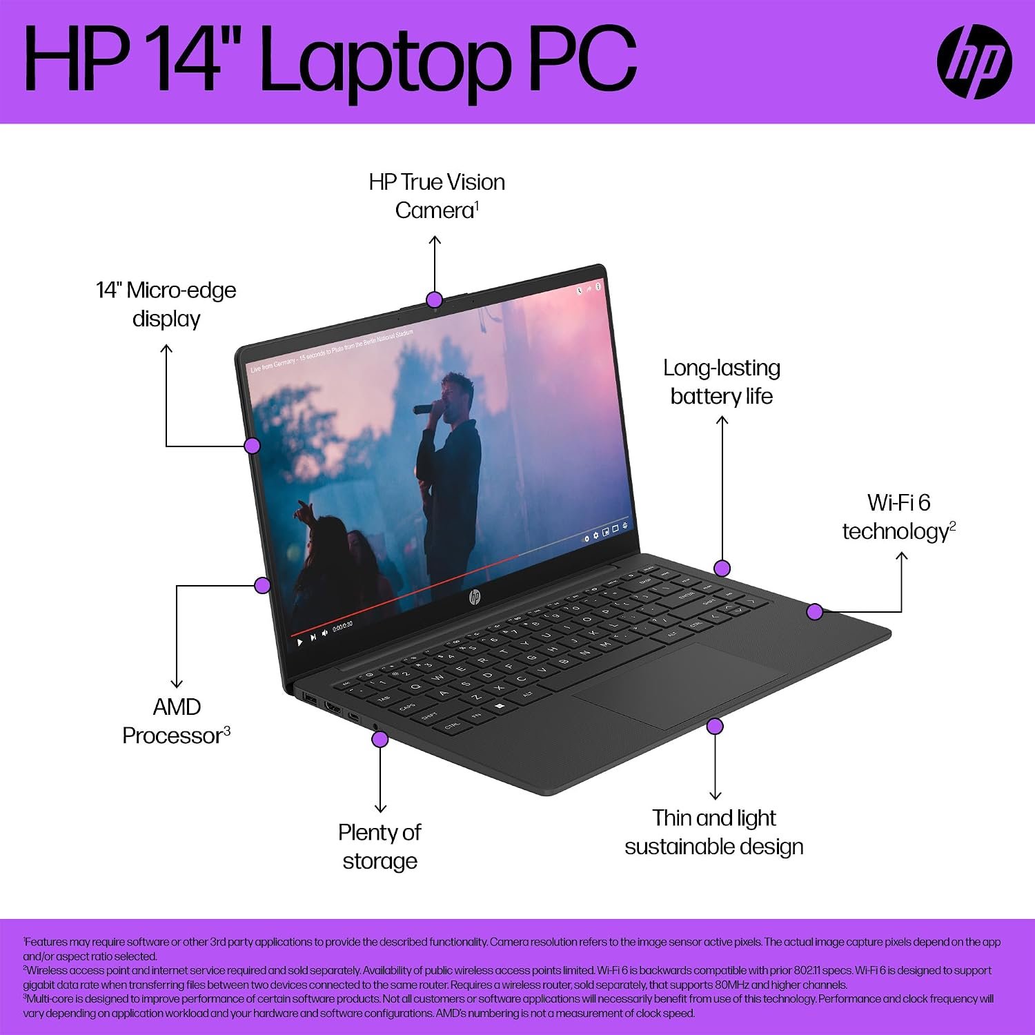 HP 14” Laptop | AMD Athlon Silver 7120U Processor | 4GB RAM | 128GB SSD | AMD Radeon 610M Graphics | HD Display | 12.5 hrs battery | Microsoft 365 Personal 12 month included | Windows 11 | 14-em0000sa - Image 9