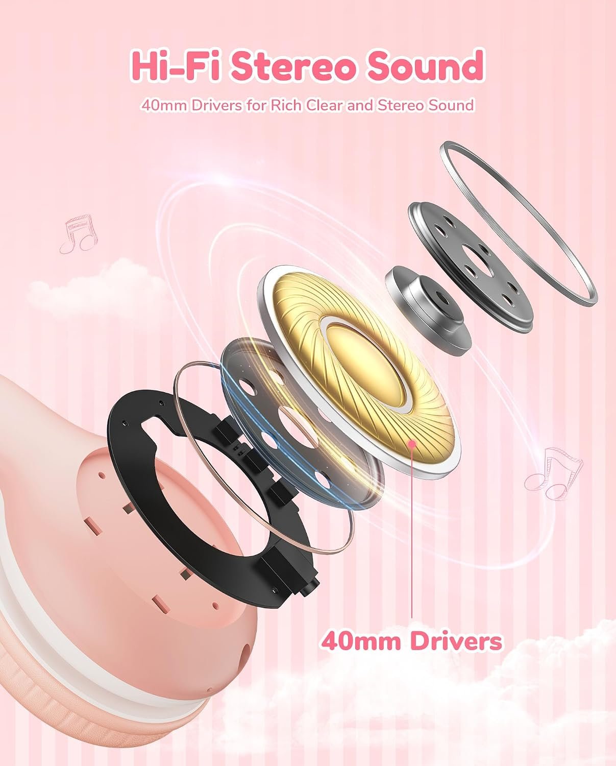 EarFun K2 Kids Headphones Wireless with Mic 45H Playtime, Volume Limit - Image 2