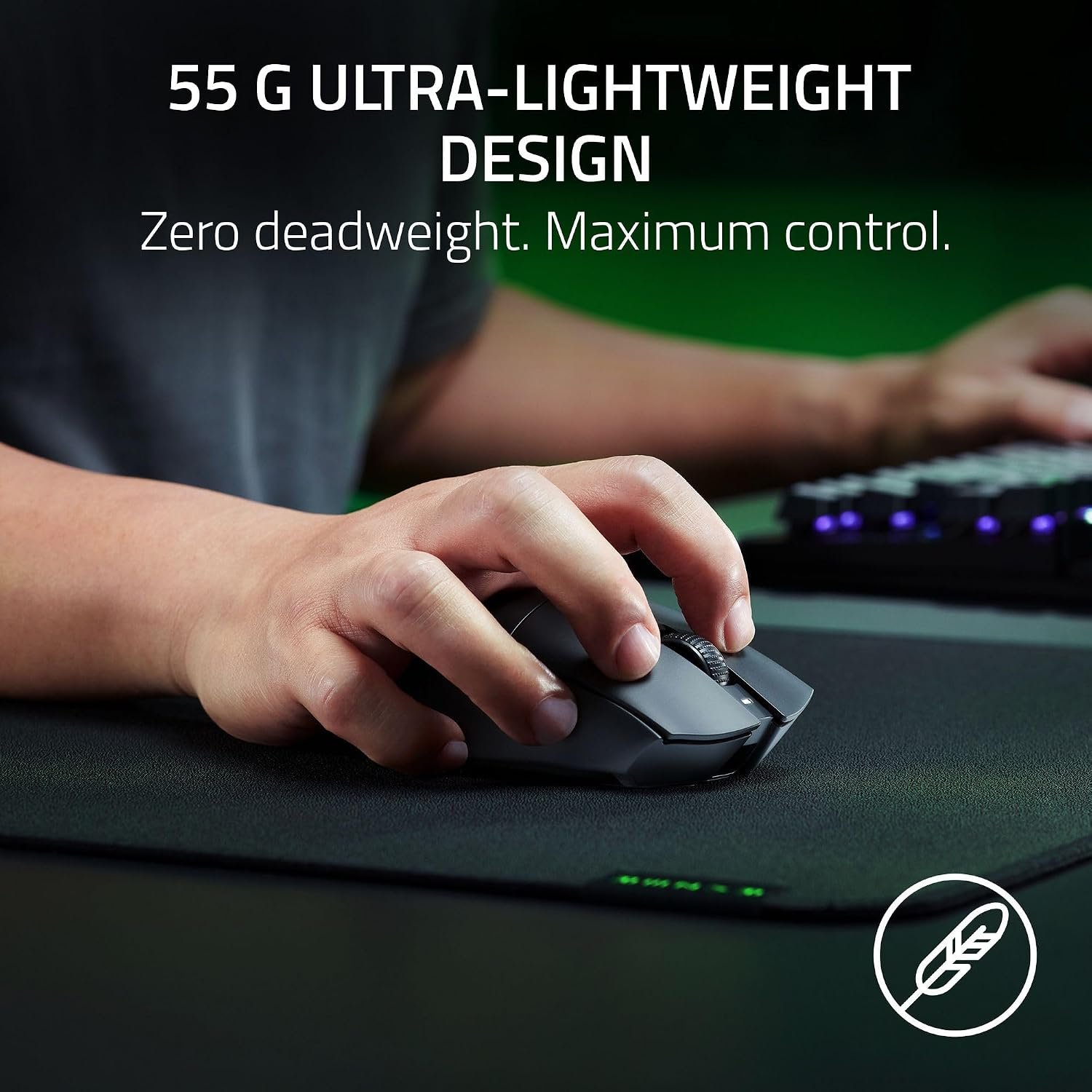 Razer DeathAdder V3 HyperSpeed - Ultra lightweight wireless ergonomic e-sports gaming mouse with 26K DPI (55g light, soft-touch coating, 100 hours battery life, HyperSpeed with 8K Hz) Black - Image 2