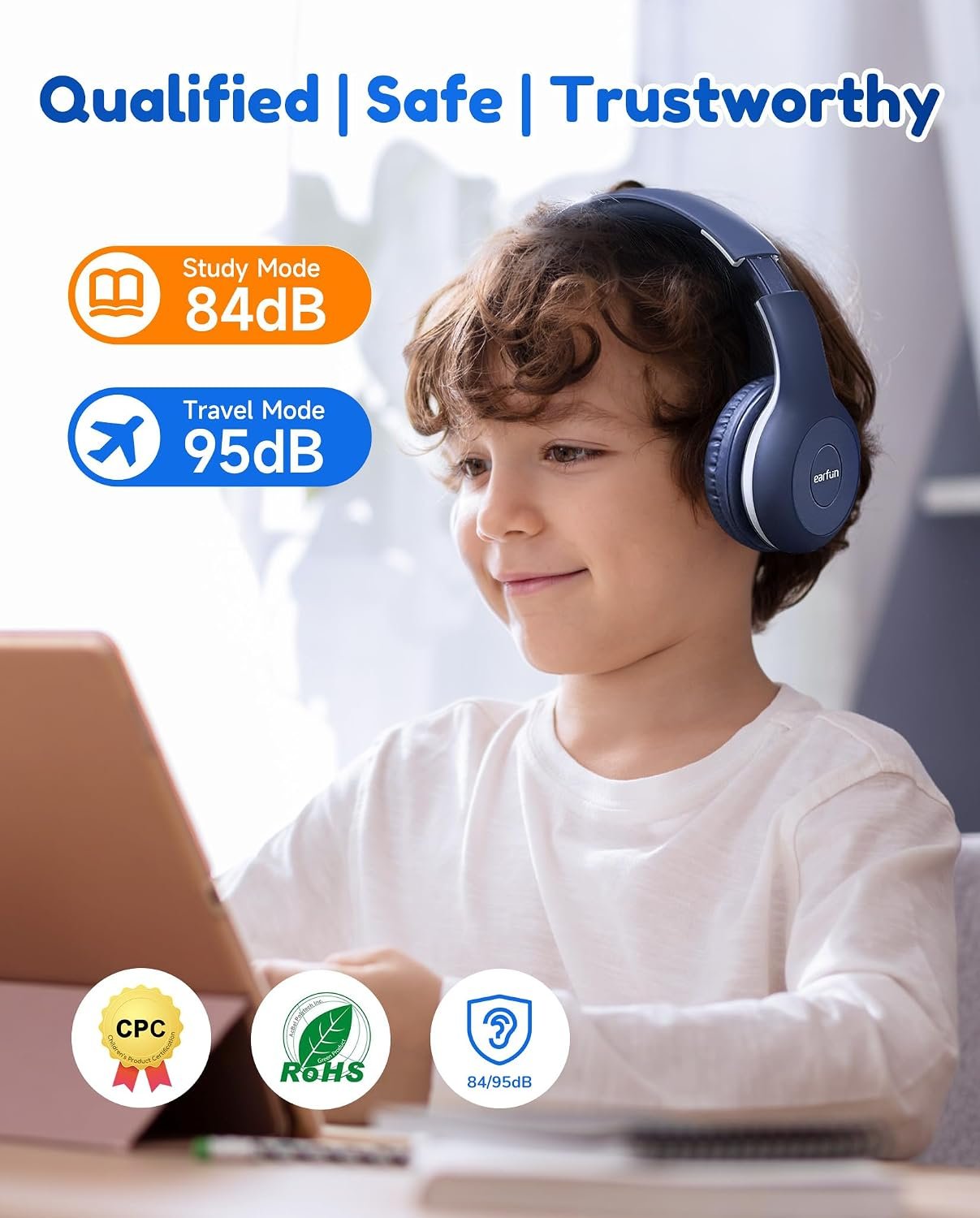 EarFun K2 Kids Headphones Wireless with Mic 45H Playtime, Volume Limit - Image 4